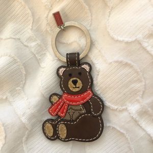 Cute Coach Leather Teddy Bear Keychain